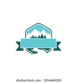 Mountain Forest Hexagon Logo Symbol