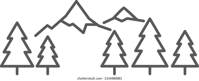 Icono de bosque de montaña. Pico de hielo con signos de árbol