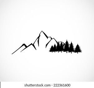 Mountain and forest icon vector