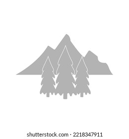 icono de montaña y bosque, ilustración vectorial