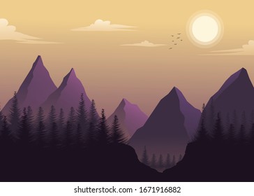 mountain forest illustration - vector file