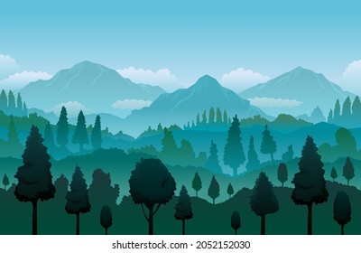 Antecedentes montañosos y forestales, paisaje natural y vista del medio ambiente