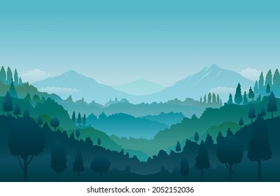 Mountain and Forest Landscape Background, Natural Scenery and Environment View