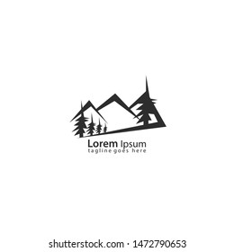 Mountain and forest logo template design. Vector illustration