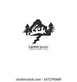 Mountain and forest logo template design. Vector illustration