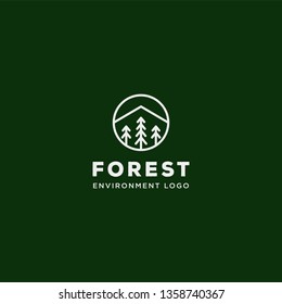 mountain forest nature badge line simple logo template vector illustration icon element