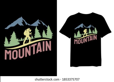 Mountain, and forest outdoor adventure, and vintage t-shirt design and typography lettering, print, vector, illustration design.