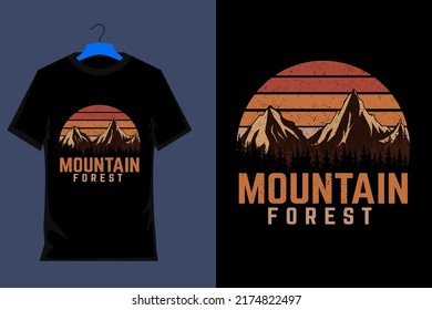 Mountain Forest Retro Vintage T Shirt Design