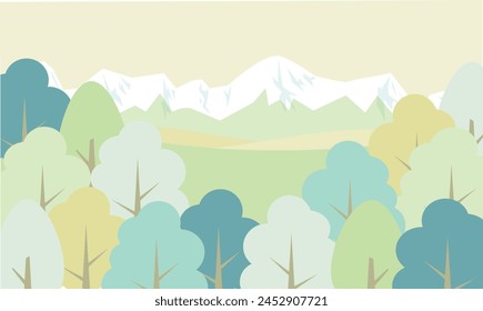 Berg- und waldreiches Natur Hintergrund Illustrationsmaterial