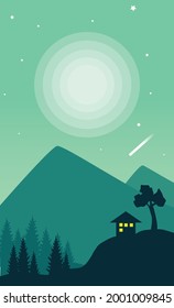 mountain and forest scenery vector