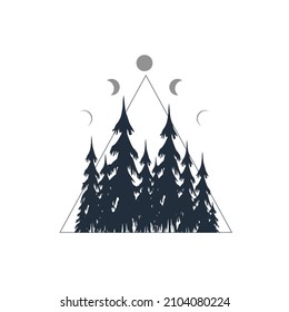 mountain forest with sun, logotype. landscape logo vector modern simple design with gradient color