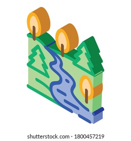 mountain and forest terrain icon vector. isometric mountain and forest terrain sign. color isolated symbol illustration