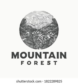 mountain forest vintage hand draw logo