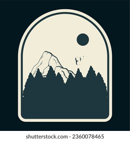 mountain forest vintage logo design vector illustration