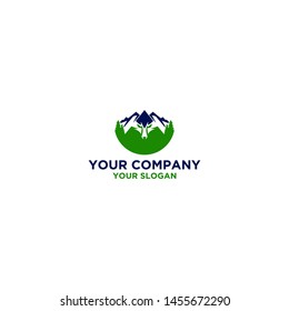Mountain Forest Wolf Logo Design Vector