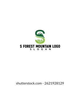 Mountain and forest-themed “S” logo