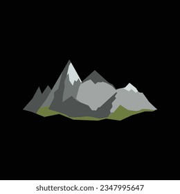 Mountain, Fountain of Liquid Magma, Culmination, and Pinnacle Symbol Vector Logo Layout Outline Plan.