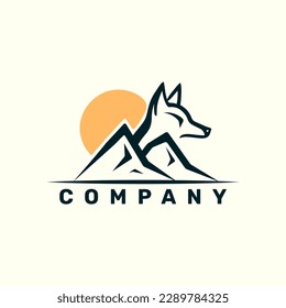 Mountain fox logo illustration design, vintage, vector