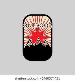 Mountain frame art logo vector graphic line art illustration abstract on background, sticker logo adventure badge 
