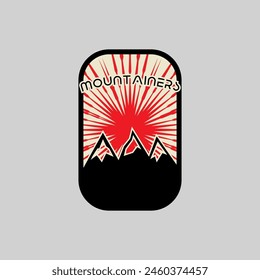 Mountain frame art logo vector graphic line art illustration abstract on background, sticker logo adventure badge 
