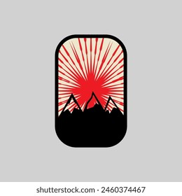 Mountain Frame Art Logo Vektorgrafik Grafik Line Art Illustration abstrakt auf Hintergrund, Aufkleber Logo Abenteuer Abzeichen 
