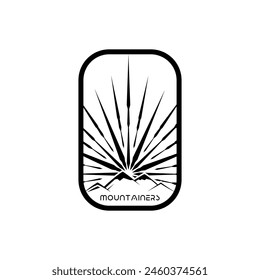 Mountain frame art logo vector graphic line art illustration abstract on background, sticker logo adventure badge 
