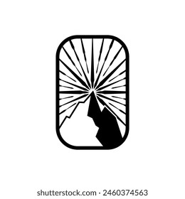 Mountain frame art logo vector graphic line art illustration abstract on background, sticker logo adventure badge 
