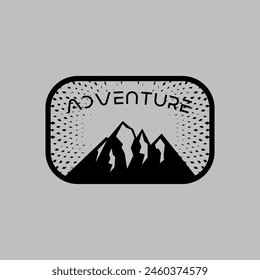 Mountain frame art logo vector graphic line art illustration abstract on background, sticker logo adventure badge 
