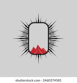 Mountain frame art logo vector graphic line art illustration abstract on background, sticker logo adventure badge 

