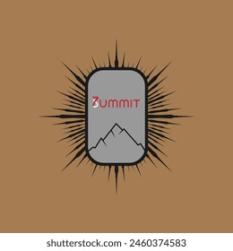 Mountain frame art logo vector graphic line art illustration abstract on background, sticker logo adventure badge 
