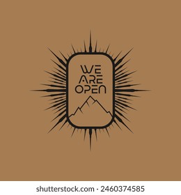 Mountain frame art logo vector graphic line art illustration abstract on background, sticker logo adventure badge 
