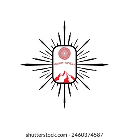 Mountain frame art logo vector graphic line art illustration abstract on background, sticker logo adventure badge 
