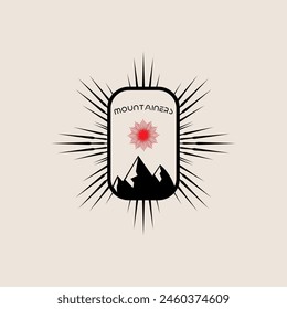 Mountain frame art logo vector graphic line art illustration abstract on background, sticker logo adventure badge 
