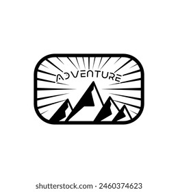 Mountain frame art logo vector graphic line art illustration abstract on background, sticker logo adventure badge 
