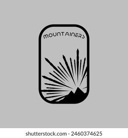 Mountain frame art logo vector graphic line art illustration abstract on background, sticker logo adventure badge 
