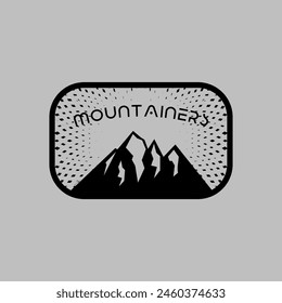 Mountain frame art logo vector graphic line art illustration abstract on background, sticker logo adventure badge 
