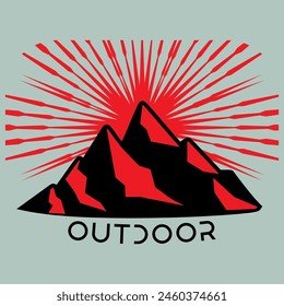 Mountain frame art logo vector graphic line art illustration abstract on background, sticker logo adventure badge 
