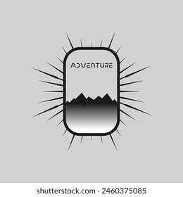Ilustración de la línea gráfica del Vector del logotipo del arte del marco de la montaña abstracto en el fondo, insignia de la aventura del logotipo de la etiqueta engomada 
