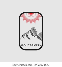 Mountain Frame Line Art Logo Vektorgrafik Grafik Illustration auf Hintergrund, Aufkleber Abzeichen, abstrakt