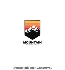 mountain in frame logo vintage icon design illustration