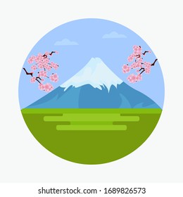 Mountain Fuji Japan Sakura View Landscape Travel Place Vector 