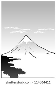 Mountain Fuji, japanese art, vector illustration