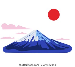 Mountain fujiama isolated, japanese landscape, for poster, flat vector