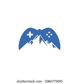 Diseño del logo de un juego de montaña . plantilla de icono de consola de montaña.
