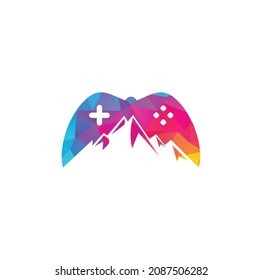 Mountain game logo design . mountain console icon template.