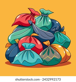 Mountain of garbage bags, pile of packages, vector image of garbage layouts, mountain of packages