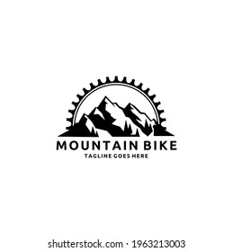 Mountain Gear, Bike, Bicycle Shop Logo, Mountain Logo, Vector Logo Template