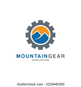 Mountain Gear Icon Vector Logo Template Illustration Design