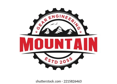 Mountain Gear Logo Design Emblem Badge Icon Symbol Adventure Hiking Outdoor