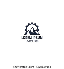 Mountain Gear Logo Icon Design Template Vector Illustration